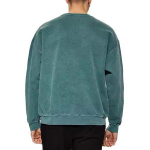 Sweat-shirts pour hommes coupe ample à boutons, délavés à l'acide, 380 GSM, col rond, décontractés, impression numérique, collection hiver, vente en gros - Product Image 2