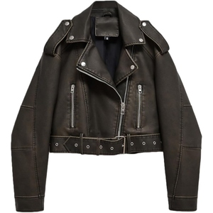 Veste de moto en cuir d'agneau véritable pour femmes, coupe ajustée, style motard, protection, vêtements de moto tendance - Product Image 3