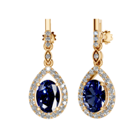 Elegantes Pendientes de Oro Sólido de 14K con Zafiro Natural y Diamante de 2 Quilates, Corte Ovalado, Blancos, de Lujo, para Mujer, Modernos, OEM, ODM, Joyería Fina