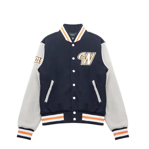 Veste Letterman brodée en chenille personnalisée OEM blouson bombardier universitaire respirant avec bouton surdimensionné à col montant pour l'hiver - Product Image 2