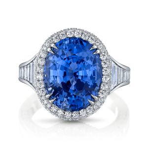 Luxury Oval Blue Sapphire Halo Ring for Women 925 Sterling Silver Diamond Look Vintage Engagement Wedding Jewelry Wholesale - Product Image 1