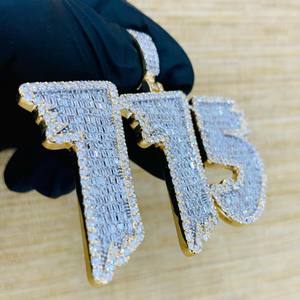 Pendentif en forme de hibou et de croix pour enfants et hommes, 3,20 carats, taille diamant, plaqué or jaune 14 carats, argent sterling classique, pour mariage et fête - Product Image 2