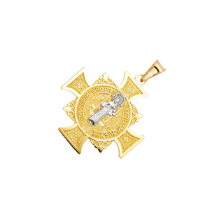 Pendentif religieux élégant 14K double ton plaqué or Nouveau design Foi chrétienne Charme Diamant Cuivre Bijoux Numéro Crucifix - Product Image 2