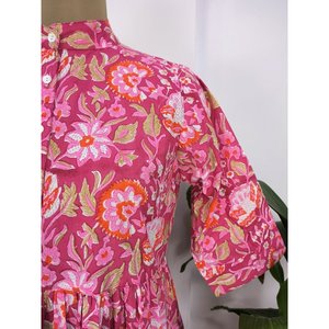 Hermoso Vestido Bohemio Indio de Algodón con Estampado Artesanal, Talla Pequeña, Estilo Flapper/Skater, Cintura Imperio, Suministro ODM - Product Image 2