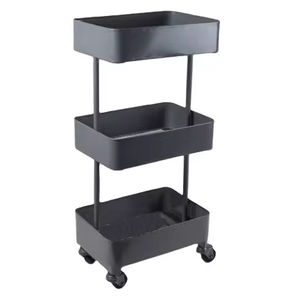 Chariot roulant galvanisé à trois niveaux, étagère de rangement mobile, design pratique, chariot à légumes de cuisine - Product Image 2