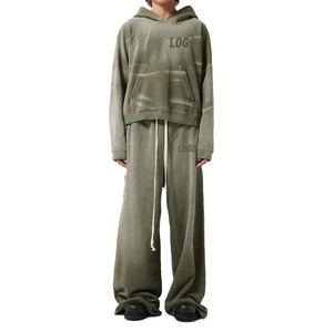 Conjunto Deportivo Personalizado para Hombre, Sudadera Holgada con Hombros Caídos, Felpa Francesa de 400 g/m², Lavado Ácido Decolorado al Sol, Pantalones Deportivos - Product Image 1