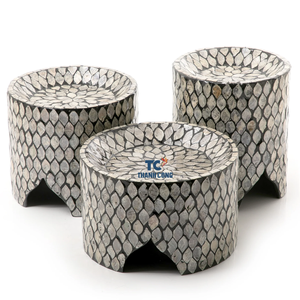 Hottest Ramadan <b>Set</b> of 2 Mother of Pearl <b>Cake</b> <b>Stand</b> for Chocolates, Serving Trays Real Mother of Pearl Pieces Inlay Handmade - Product Image 4