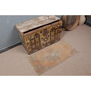 Vintage 1.6x3.1 ft Small Rug, Turkish Rug, <b>Brown</b> Patchwork Rug - Product Image 1