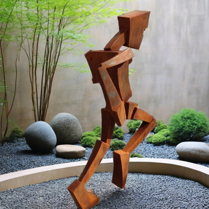 Scultura antica in metallo per strada in acciaio Corten Robot astratto uomo decorazione per la casa arte antica - Product Image 5