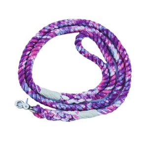 Laisse en corde magnifiquement faite à la main, modèle « Vegas », en coton marbré rose, violet, bleu et blanc - Product Image 1