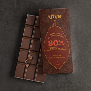 Keto-Friendly 80% Dark <b>Chocolate</b> with Monk Fruit Extract-Rich Indulgence Guilt-Free Pleasure (55g) - Product Image 1