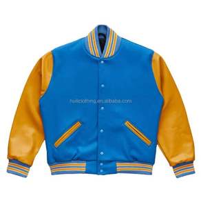 Vente en gros de veste Letterman vierge de haute qualité avec logo personnalisé Veste universitaire en cuir PU avec manches en spandex Veste universitaire vierge pour hommes - Product Image 2