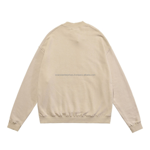 Sudadera básica de invierno de gran tamaño bordada de algodón 100% desgastada Vintage para hombre - Product Image 4