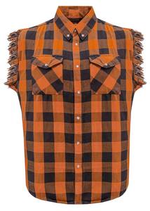 Camisa de Franela sin Mangas Premium Negra y Azul para Hombre, Estilo Motero Urbano, Algodón a Cuadros, Tallas Grandes - Product Image 6