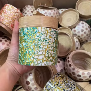 โถไม้ไผ่ย่อยสลายได้พร้อมฝาปิดเหมาะสำหรับผลิตภัณฑ์ดูแลผิวเติมผลิตภัณฑ์สมุนไพรและผู้ค้าปลีกที่มีจริยธรรม - Product Image 1