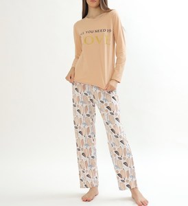 Women's Casual Fashion <b>Pyjamas</b> ODM Supply 100% Cotton Soft Smooth Jersey Fabric with Elastic Waist Closure <b>for</b> <b>Summer</b> Spring - Product Image 1