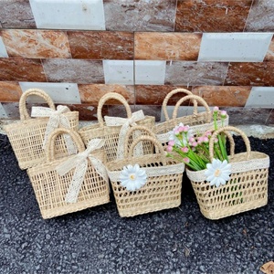 กระเป๋าถือหวายธรรมชาติสำหรับผู้หญิงกระเป๋าสะพายข้างหวายและไม้ไผ่สำหรับฤดูร้อน - Product Image 3