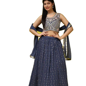 Último diseñador Faux Georgette bordado secuencia trabajo Lehenga Choli por Fab Zone - Product Image 1