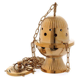 Turíbulo de Oro Puro con Cadena, Turíbulo Religioso de Latón para Iglesia, Diseñado para el Culto Sagrado, Incensario Tradicional Dorado - Product Image 2
