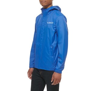 High Street Style vêtements pour hommes vestes coupe-vent conception de Logo personnalisé vestes de pluie imperméables hiver à manches longues couleur bleue - Product Image 3