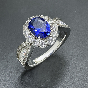 Igi certificado Lab-Grown Blue Diamond anillo de compromiso 14K/18K oro sólido dos piedras joyería bisel ajuste boda Hip Hop regalo - Product Image 1