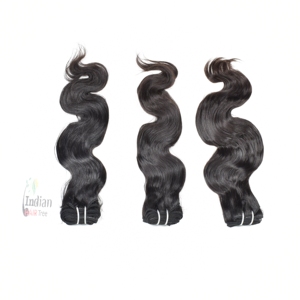 Extensiones de Cabello Humano Virgen de Templo Indio, Color Negro Natural, Ondulado, Sin Procesamiento Químico, Venta al Por Mayor - Product Image 3