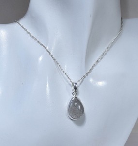 Black Rutile Fashion Pendant 925 Sterling Silver Pear Shape Designer Pendant Gift for Her Handmade Gemstone Pendant Jewelry - Product Image 5