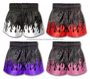 Pantalones Cortos de Muay Thai Personalizados al por Mayor, Calidad Premium, Duraderos, 100% Poliéster, Unisex, 120g, para Entrenamiento de Kickboxing, Bordados - Product Image 4