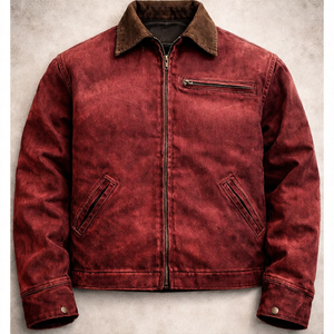 <b>Men's</b> <b>Jacket</b> Woekwear Detroit <b>Jacket</b> 14 Oz Washed Canvas Workwear <b>Jacket</b> Corduroy Collar Casual <b>Jacket</b> <b>Trucker</b> And Carpenter - Product Image 1