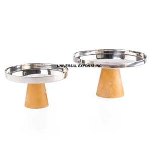 Ensemble de deux plateaux à chocolat en métal avec base en résine Plateau à chocolat décoratif de forme ronde Nouveau plateau à chocolat de qualité supérieure - Product Image 3