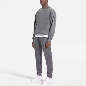 Nouveauté acide lavé en détresse hommes survêtement ensemble 100% Top qualité respirant tissu haute rue porter en plein air hommes survêtement - Product Image 3