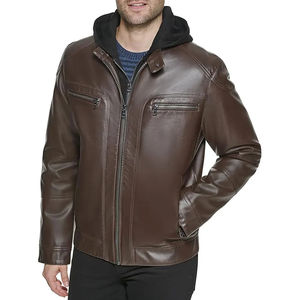 Chaqueta de Cuero Vacuno 100% de Alta Calidad para Hombre, Estilo Urbano, Chaqueta de Cuero Vacuno con Logotipo Personalizado, Color Sólido, Resistente al Agua - Product Image 1
