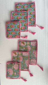 Juego de 3 bolsas de algodón 100% con cremallera, acolchadas y cosidas a mano, hechas a medida, para reventa y promociones. - Product Image 3