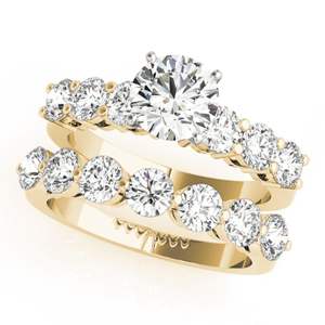 Diamante de corte redondo estilo único solitario con acentos anillo de compromiso para ella/mujer estilo excelente - Product Image 1