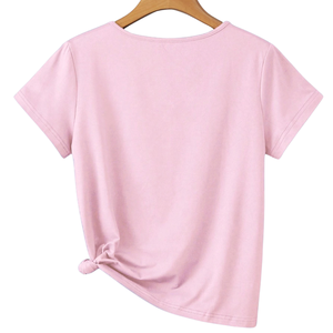 <b>Women's</b> Solid <b>V</b>-<b>Neck</b> Crop <b>T</b>-<b>Shirt</b> Short Sleeve Casual Summer Top Side Knot Detail Breathable Quick Dry Lightweight Custom - Product Image 2