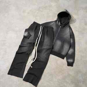 ชุดวอร์มสำหรับทุกเพศเสื้อฮู้ดกันแดดซีดจางโอเวอร์ไซส์แบบกำหนดเอง - Product Image 4