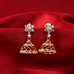 Compre Pendientes Jhumki y Jhumka de Plata 925 de Primera Calidad para Mujer, Pendientes de Araña Chapados en Oro con Forma de Flor para Bodas y Regalos - Product Image 2