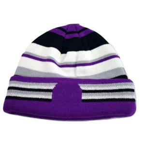 Bonnets d'hiver unisexes vierges |   Bonnets thermiques en acrylique tricotés avec logo personnalisé, motif à pois/nœuds |   Jacquard pour usage professionnel/Plage - Product Image 1