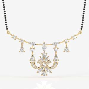 Women's 14K Gold Mangalsutra <b>Necklace</b> with Moissanite Diamond Elegant 14K Gold Women's <b>Necklace</b> Featuring Moissanite Diamond - Product Image 3