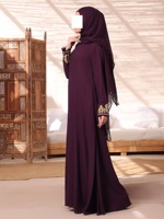 Yeni Tasarım Tesettür Kapalı Abaya Müslüman Elbisesi Kışlık Düz Renk Kemerli Cepli Dubai Kadınlar İçin Nefes Alabilen Türk Polyester Anti-Statik