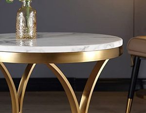 Round Modern White <b>Top</b> Metal Steel <b>Marble</b> <b>Side</b> <b>Table</b> With Golden Base Furniture Living Room Decorative <b>Table</b> - Product Image 4