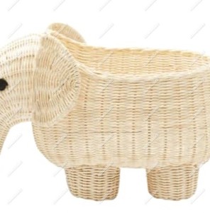 Elephant-Shaped <b>Wicker</b> Storage <b>Basket</b> Multipurpose Laundry <b>Hamper</b> and Toy Box for Kids Cute Animal <b>Basket</b> for Nursery - Product Image 1