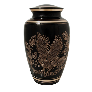 Urna de cremación de latón grabada en negro Recién llegado Urna Cineraria para cenizas de adultos Urna funeraria conmemorativa elegante para cenizas humanas - Product Image 2