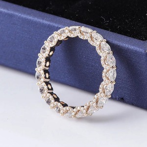 Anillo de Eternidad de Oro Amarillo de 14K/18K para Mujer, Anillo de Compromiso con Diamante Moissanita de Corte Redondo, Anillo de Boda con Piedras Preciosas - Product Image 2