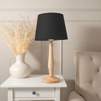 Lámpara de mesa de madera de alta calidad con acabado marrón y pantalla de tela utilizada para sala de estudio y decoración de hoteles
