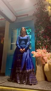 ชุดผ้าจอร์เจียปักลายสำหรับชาวอินเดียดีไซน์เนอร์ซาลวาร์คาเมซปรับแต่งได้ - Product Image 2