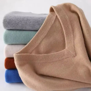 Men's V Neck Cashmere Sweater Warm Wool Knitwear for Autumn Winter Plus Size Fit Tops <b>Jumpers</b> and Bottoming Shirt - Product Image 2