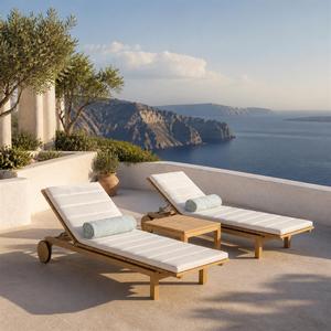 Chaise longue de luxe imperméable pour piscine, chaise longue <span class=keywords><strong>réglable</strong></span> en teck avec coussin, chaise longue de resort pour l'extérieur - Product Image 4