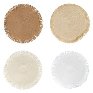 Tovaglietta Rotonda Lavabile Intrecciata con Motivo Floreale, Fatta a Mano, Tonalità di Cioccolato, Usa e Getta per Casa o Esterni - Product Image 1