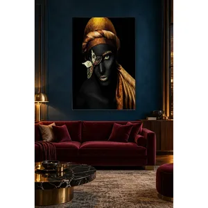 Impression sur toile Fida Butterfly Eye : Femme africaine avec turban doré - Product Image 3